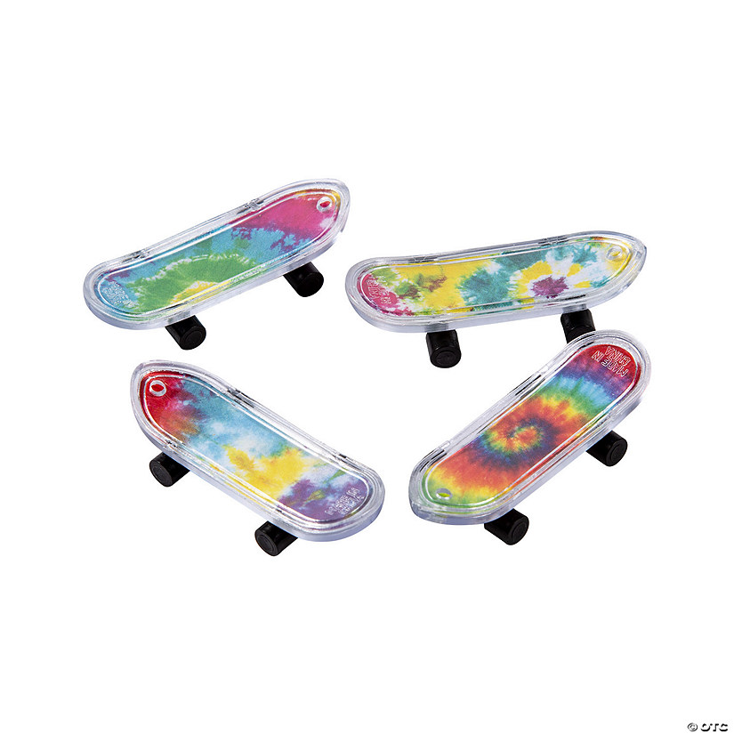 2" Mini Classic Tie-Dye Multicolor Plastic Skateboards - 36 Pc. Image