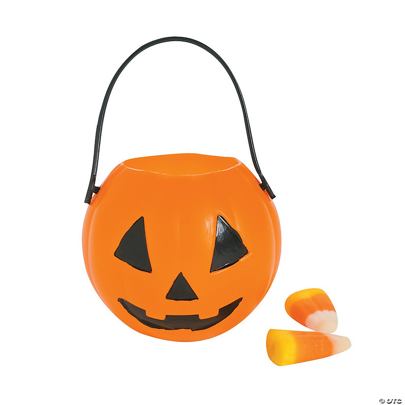 2" Mini Jack-O'-Lantern Pumpkin BPA-Free Plastic Candy Buckets - 12 Pc. Image