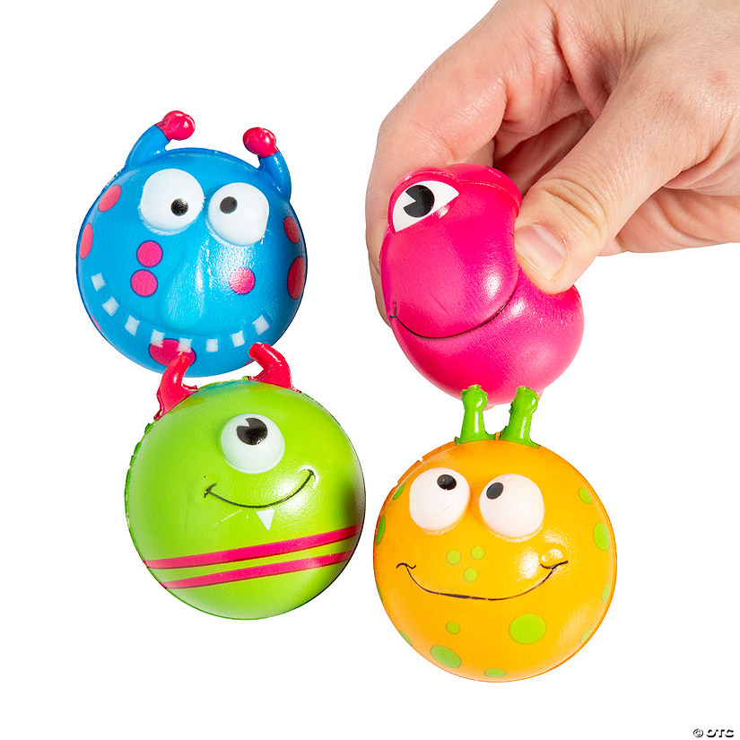 2" Mini Monster Character Bright Colors & Patterns Stress Balls - 12 Pc. Image