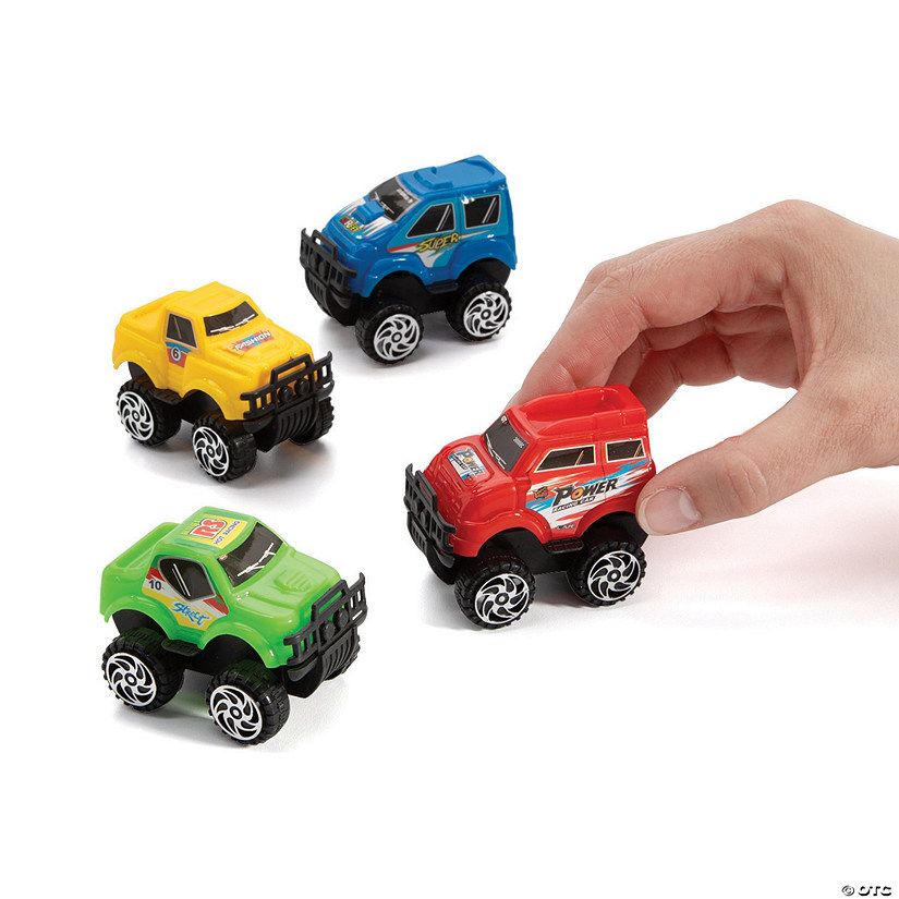 2" Mini Solid Color Pull-Back Plastic Monster Trucks - 4 Pc. Image