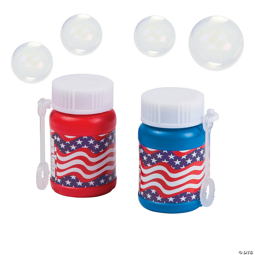 2" Mini Stars & Stripes Plastic Bubble Bottles with Wand - 24 Pc. Image