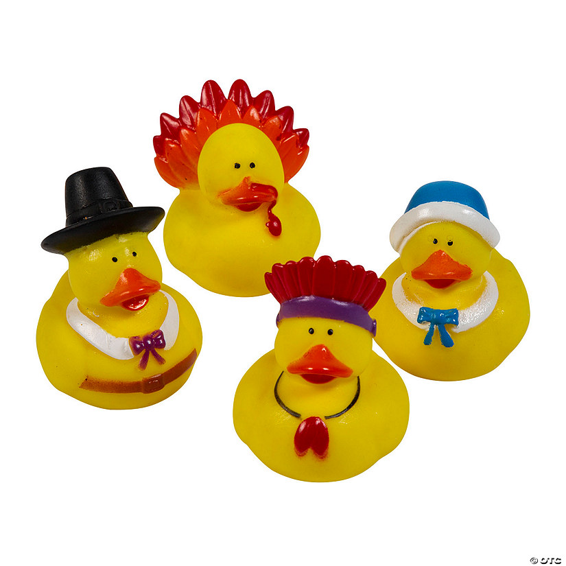 2" Multicolor Fall Thanksgiving-Themed Rubber Ducks &amp;#8211; 12 Pc.  Image