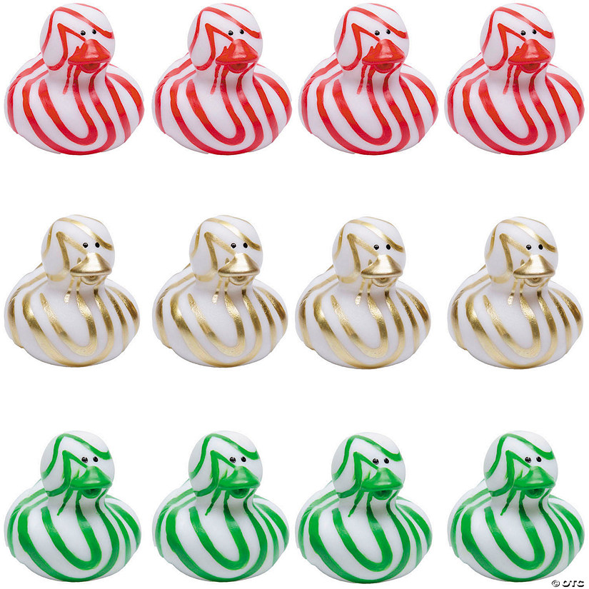 2" Multicolor Marbleized Swirl Christmas Rubber Ducks &amp;#8211; 12 Pc.  Image