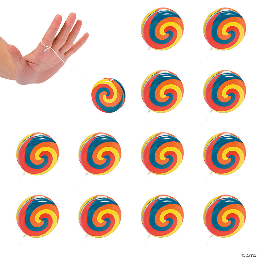 2" Multicolor Swirl Pattern Metal YoYos &amp;#8211; 12 Pc. Image