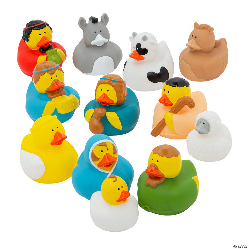 2" Nativity Characters & Animals Multicolor Rubber Ducks - 12 Pc. Image