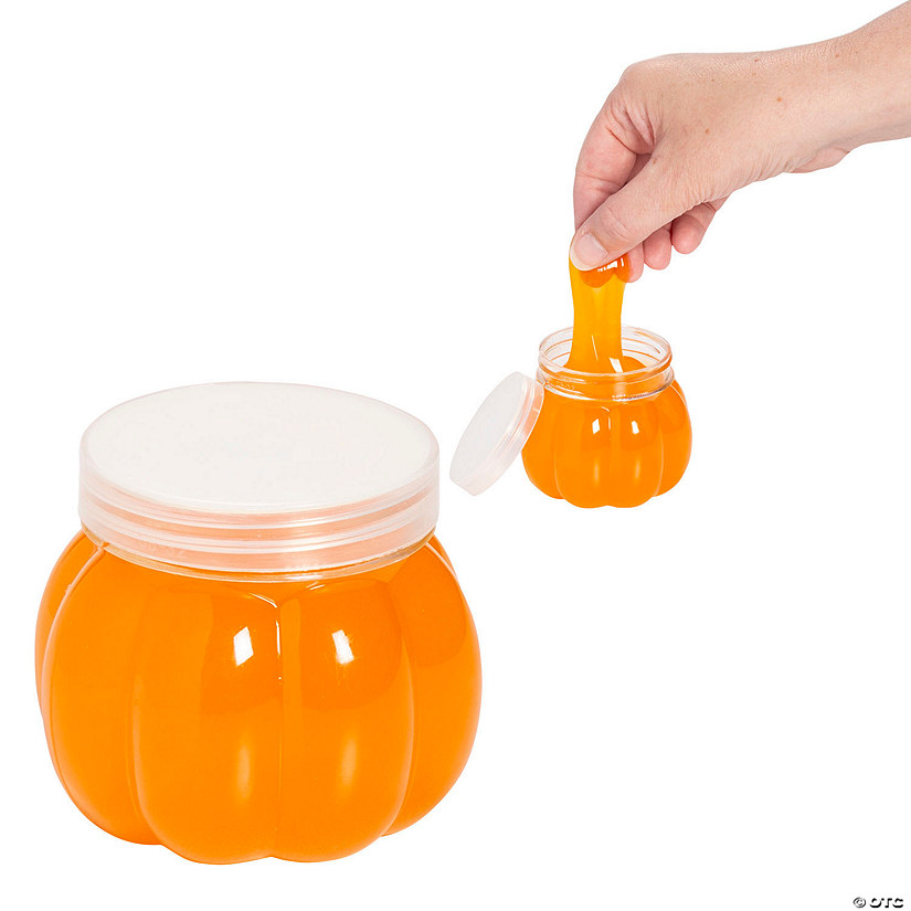 2" Orange Slime in Pumpkin-Shaped Plastic Containers - 12 Pc. Image