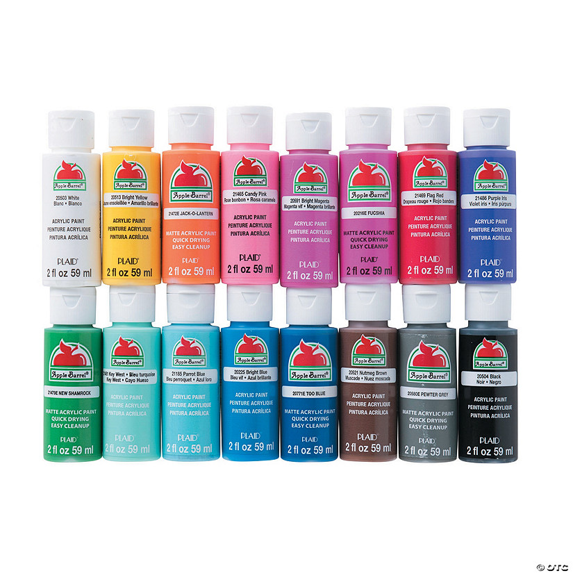 2 oz. 16-Color Apple Barrel<sup>&#174;</sup> Acrylic Paint Bottle Supply Pack Image