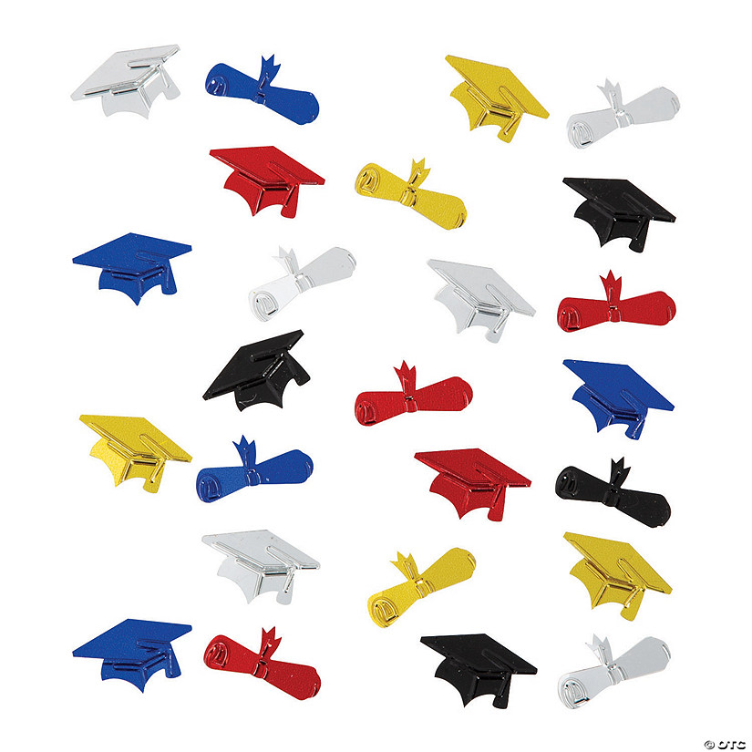 2 oz. Graduation Hat & Diploma Multicolor Plastic Party Confetti Image