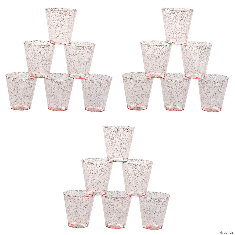 2 oz. Mega Bulk 100 Ct. Pink Glitter BPA-Free Plastic Shot Glasses Image