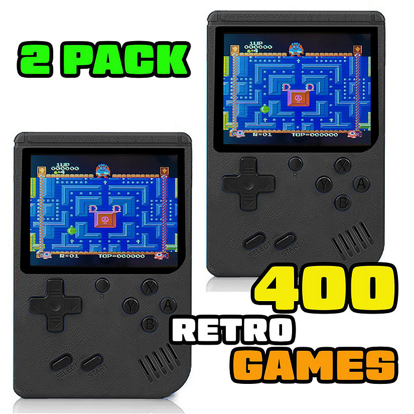 2 Pack Handheld Portable Game Console 400 Retro Video Games Black Image