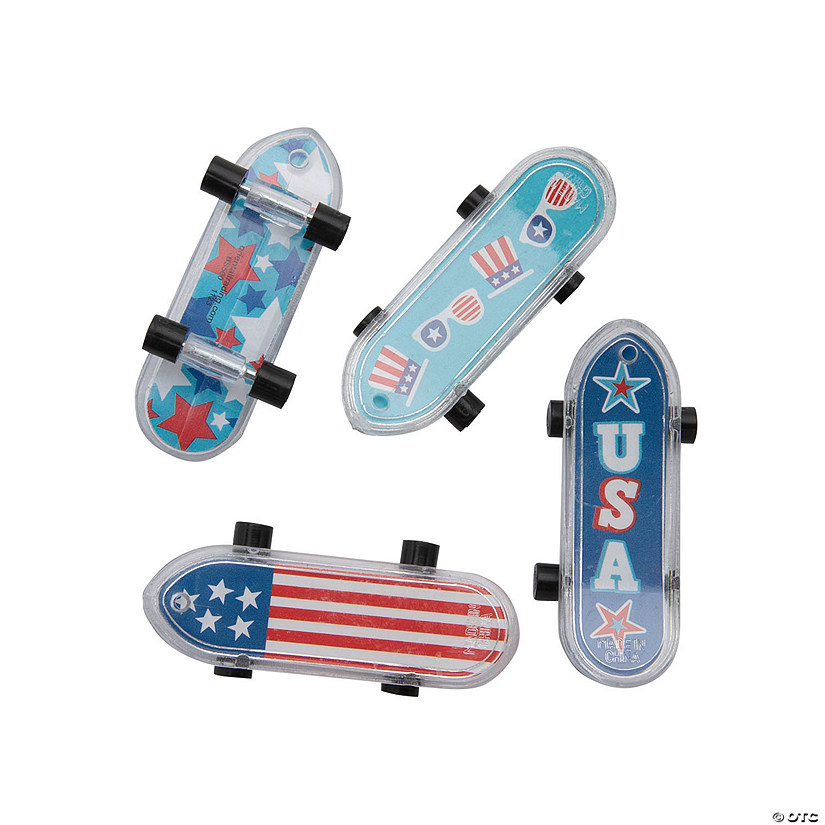 2" Patriotic Mini Plastic Skateboards Assortment - 36 Pc. Image