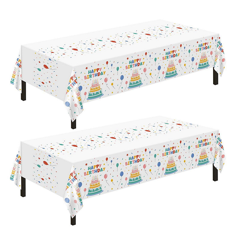 2 PCS Disposable Rectangular Tablecloths, Waterproof Plastic Tablecloths for Birthday Parties Image