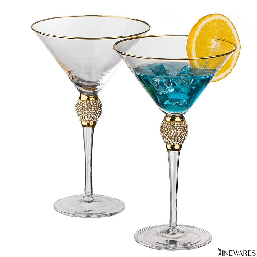2 Piece Martini Glasses with Gold Rim Image