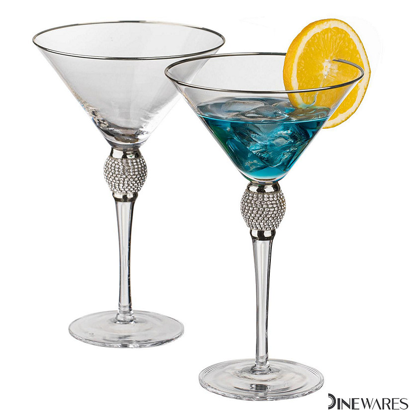 2 Piece Martini Glasses with Silver Rim Image