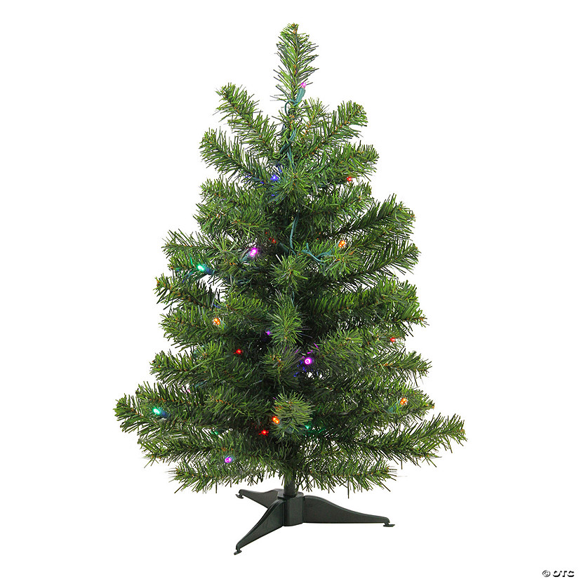 2' Pre-Lit Medium Canadian Pine Artificial Christmas Tree  Multicolor Lights Image