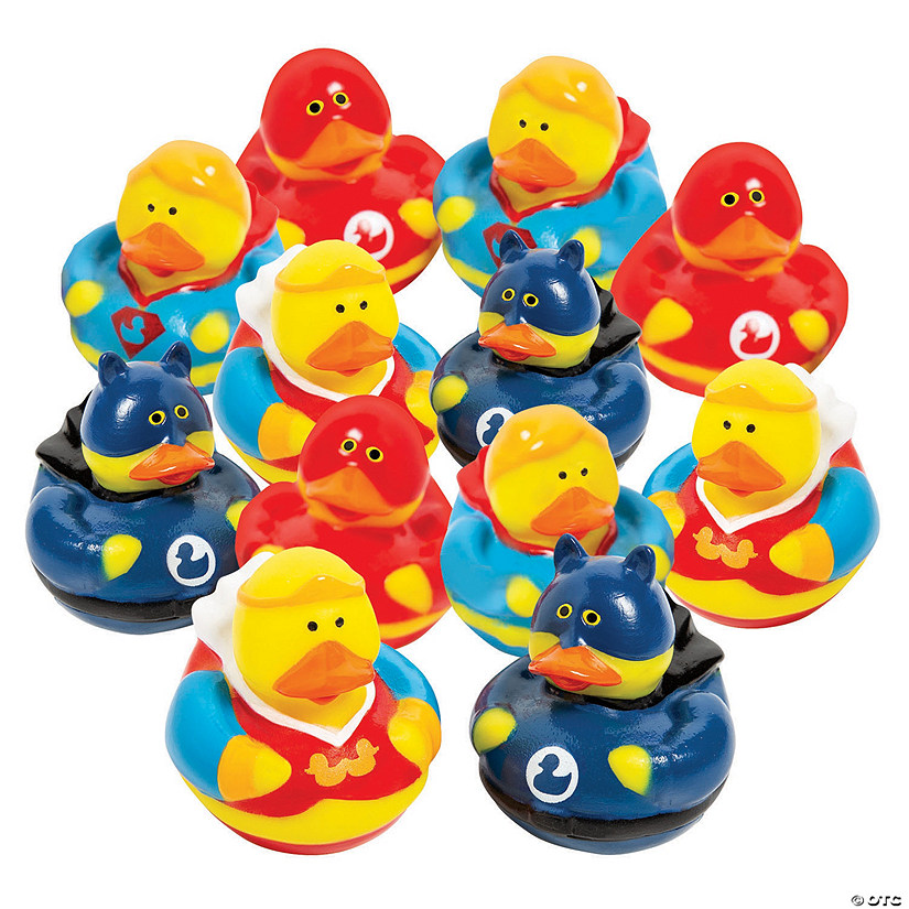 2" Red, Green & Blue Superhero Characters  Rubber Duck Toys - 12 Pc. Image
