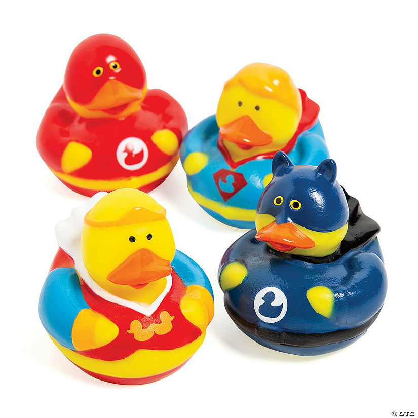 2" Red, Green & Blue Superhero Characters Rubber Ducks - 4 Pc. Image