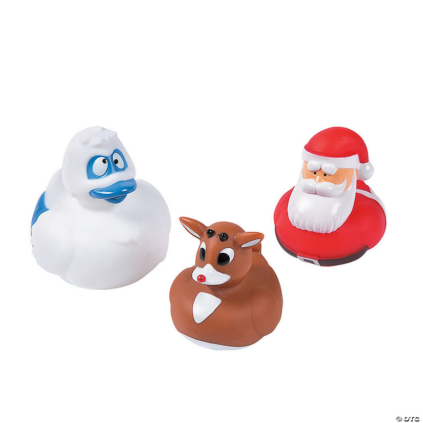 2" Rudolph the Red-Nosed Reindeer<sup>&#174;</sup> Santa & Bumble Rubber Ducks - 12 Pc. Image