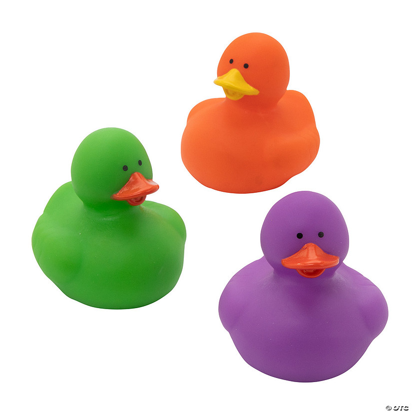 2" Secondary Color Orange, Purple & Green Rubber Duck Assortment &#8211; 36 Pc. Image