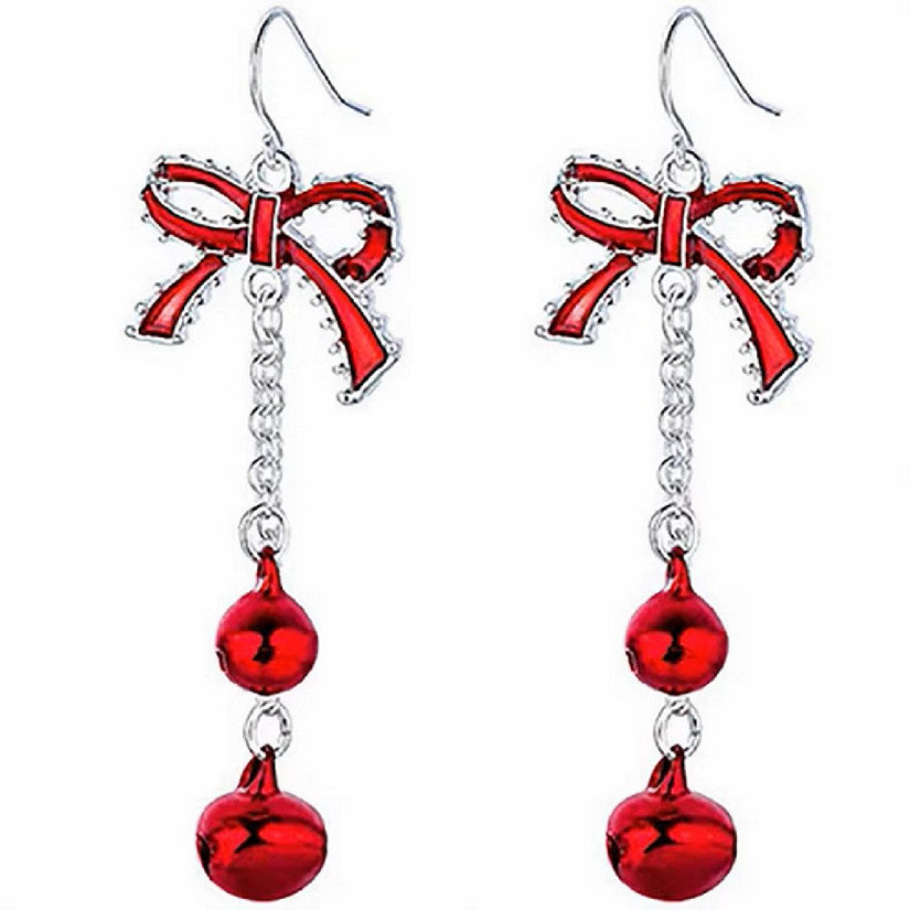 2 Sets Red Christmas Ribbon Earrings Image