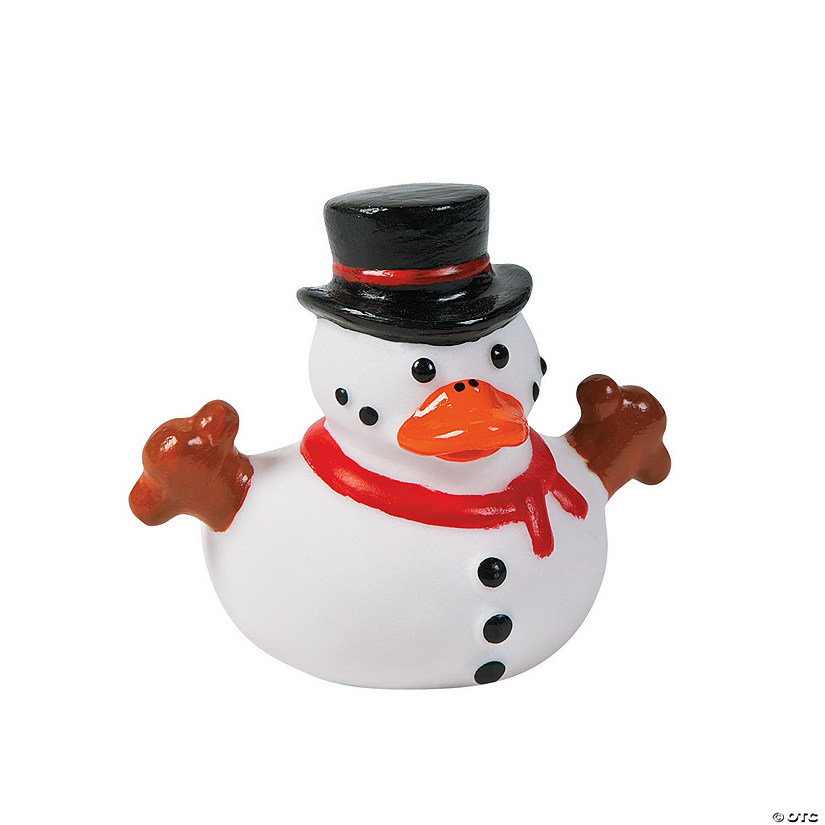 2" Snowman with Hat & Scarf White Rubber Ducks - 12 Pc. Image