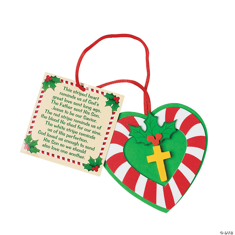 2" The Meaning of the Candy Cane Heart Christmas Ornament Craft Kit - Makes 12 Image