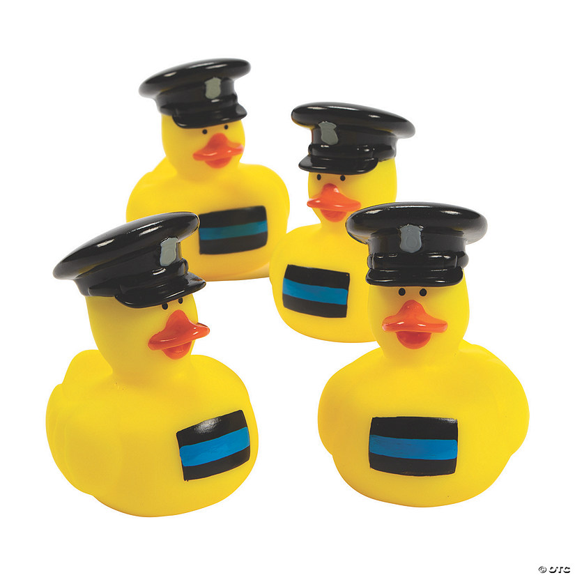 2"  Thin Blue Line Police Officer Yellow Rubber Ducks - 12 Pc. Image