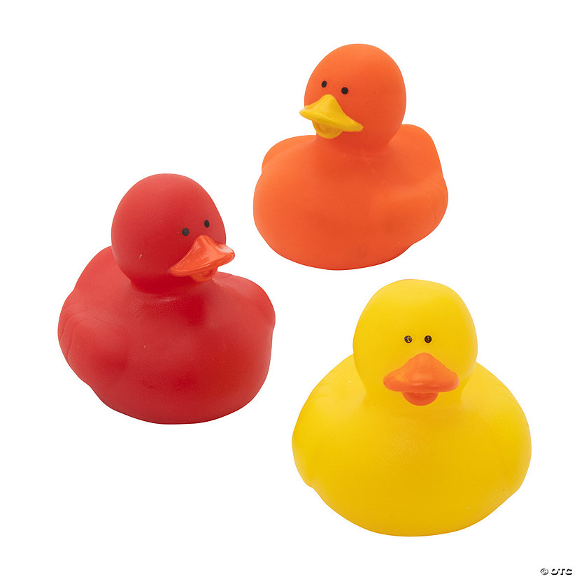2" Warm Color Red, Orange & Yellow Rubber Duck Assortment &#8211; 36 Pc. Image