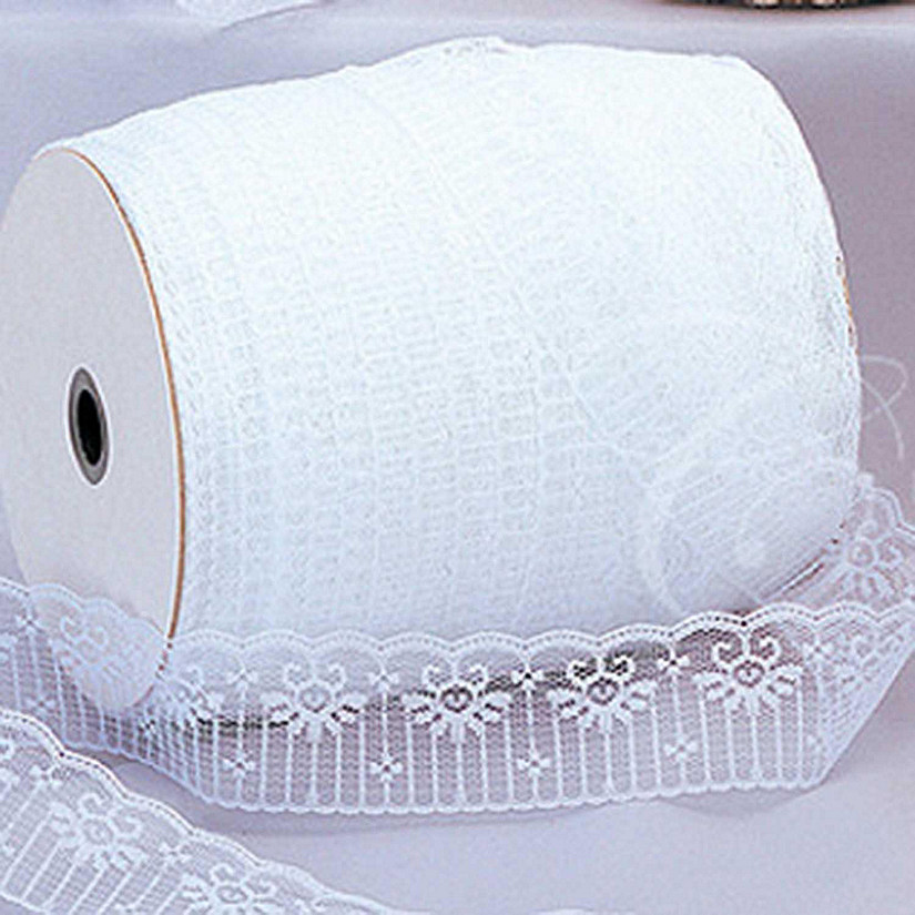 2" Wide x 300 Yards Flat White Lace Trim Roll Image