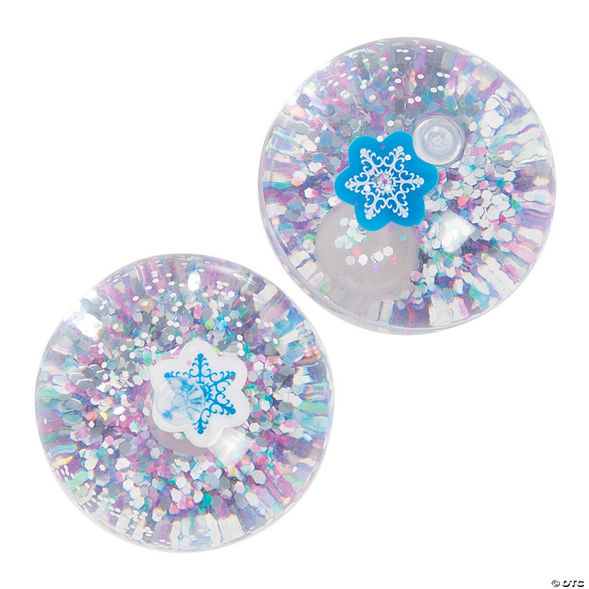 2" Winter Glitter-Filled Clear Rubber Bouncy Balls - 12 Pc. Image