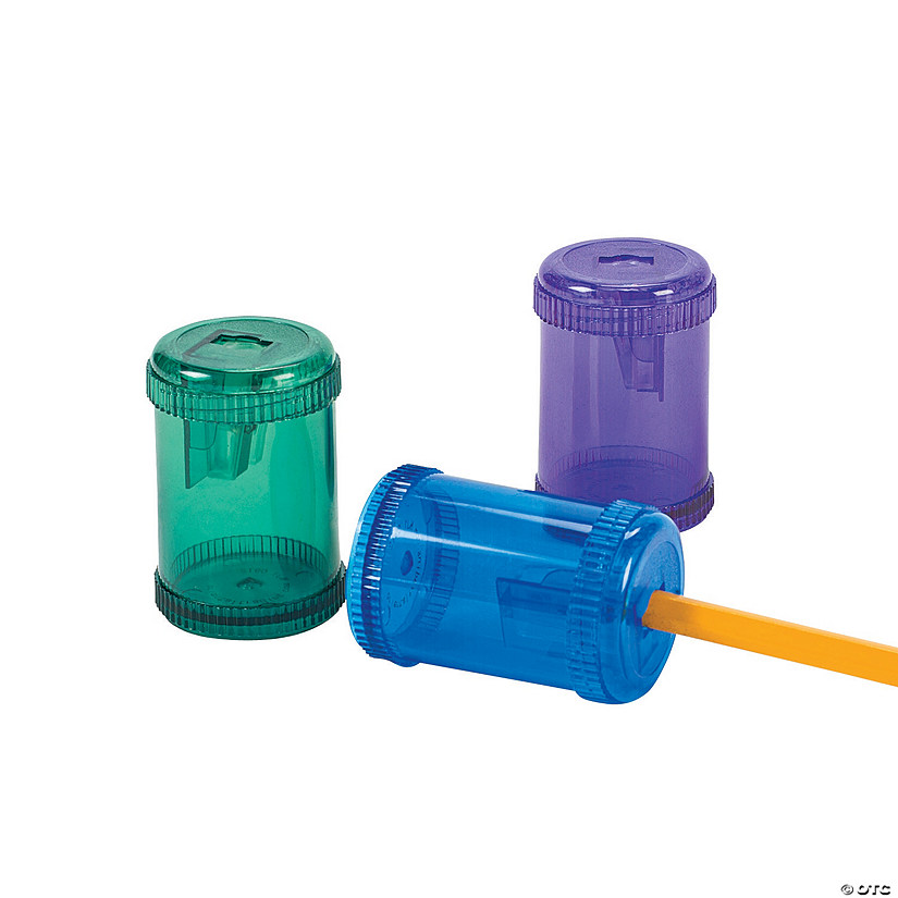 2" x 1 1/2" Barrel-Shaped Plastic Pencil Sharpeners - 12 Pc. Image