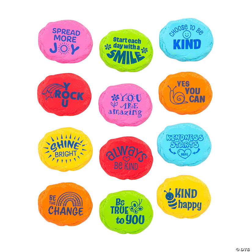 2" x 1 1/2" Bright Inspirational Resin Kindness Stones - 12 Pc. Image