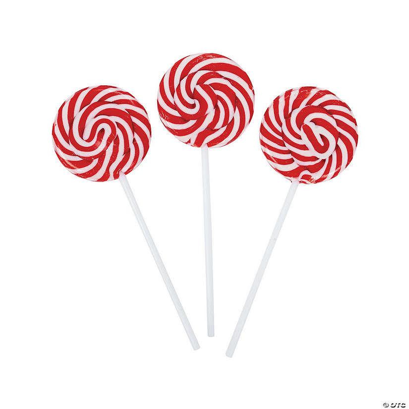 2" x 1 3/4" Red & White Swirl Lollipops Assortments - 24 Pc. Image