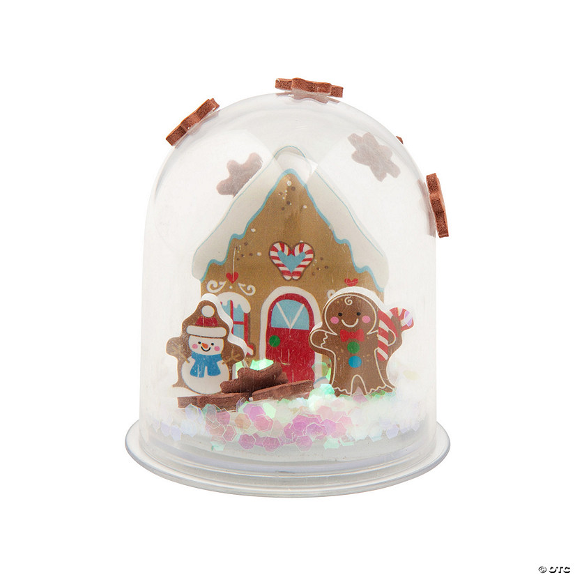 2" x 2" Gingerbread House Christmas Glitter Snow Globe Craft Kit - Makes 12 Image