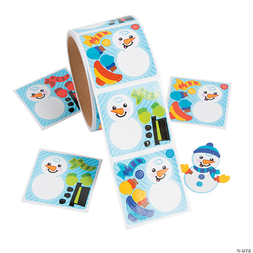 2" x 2" Mini Dress-a-Snowman Paper Sticker Roll - 50 Pc. Image