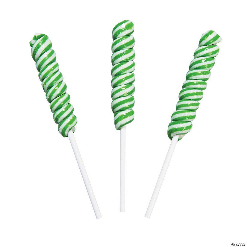 2" x 4" Green and White Mini Twirl Twisty Lollipops - 24 Pc. Image