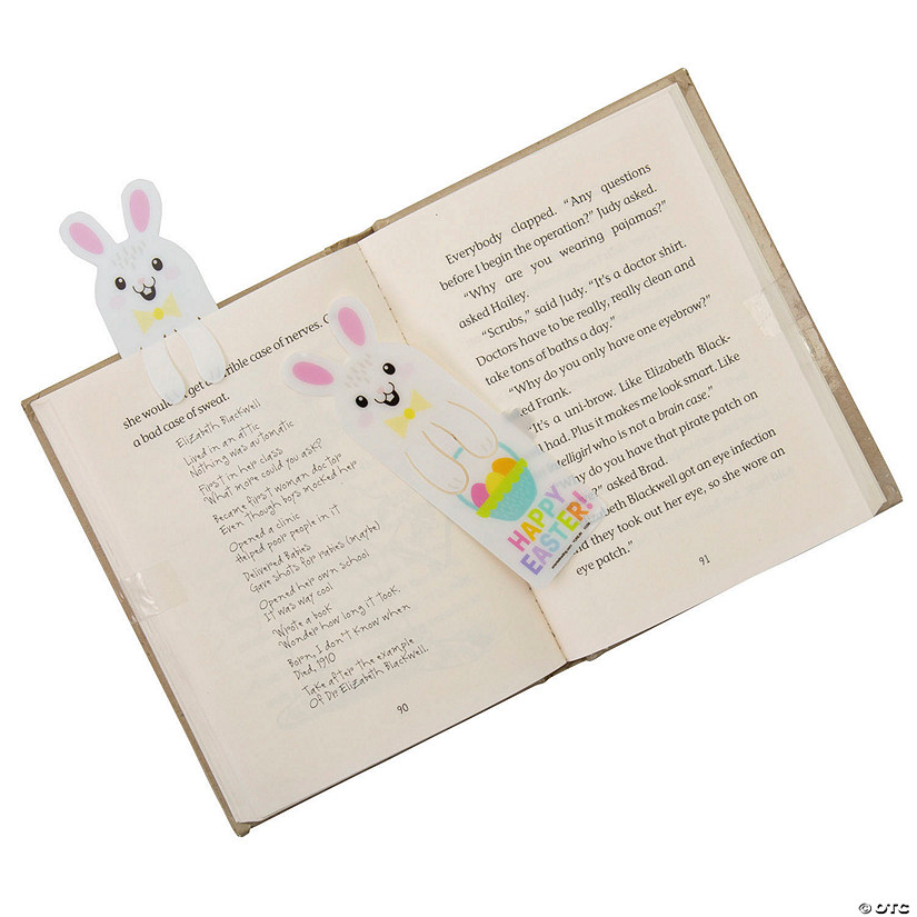 2" x 5 1/4" Bulk 48 Pc. Easter Bunny Plastic Clip Bookmarks Image