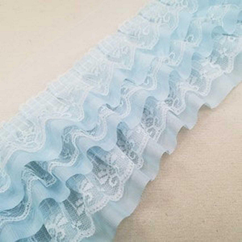 2" x 50 Yards Blue Ruffled Lace Trim Image