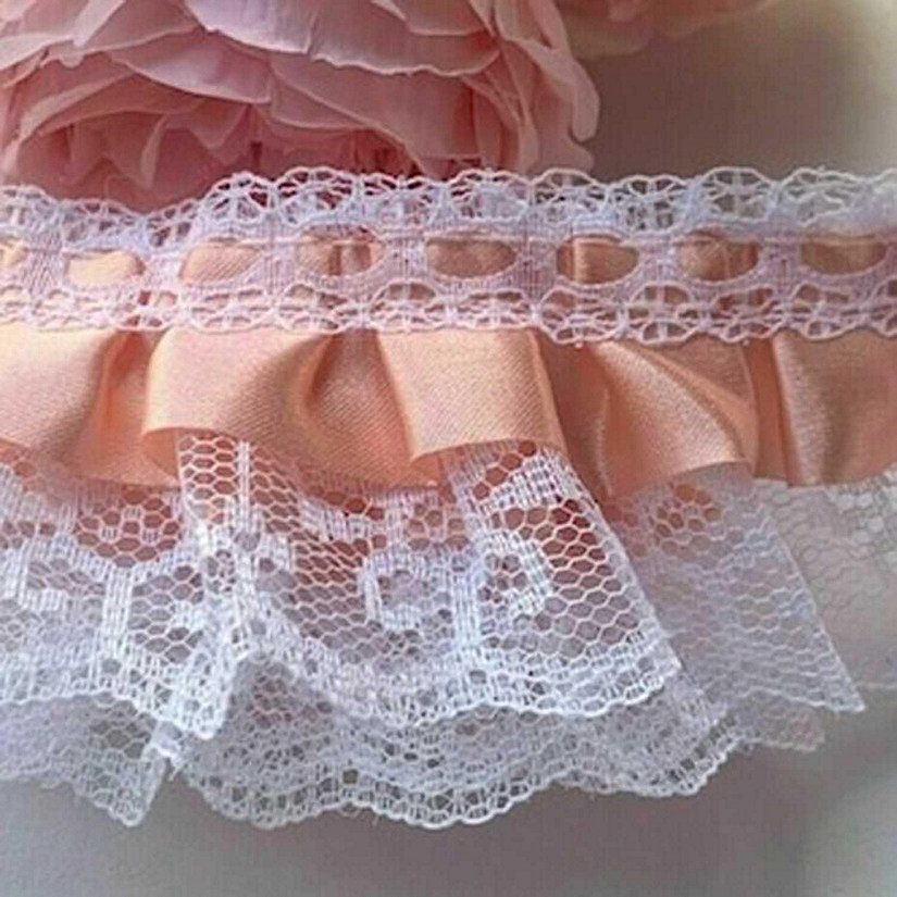 2" x 50 Yards Peach Ruffled Lace Trim Image