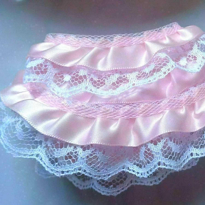 2" x 50 Yards Pink Ruffled Lace Trim Image