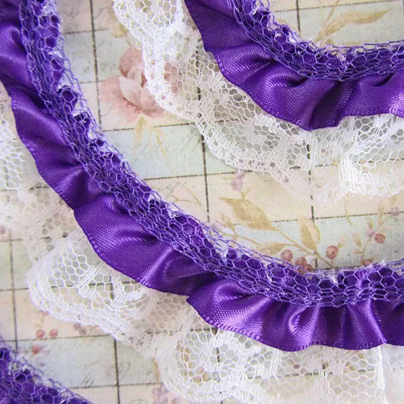 2" x 50 Yards Purple Ruffled Lace Trim Image