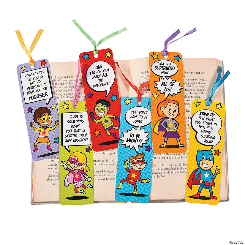 2" x 6" Bulk 48 Pc. Superhero Encouragement Cardstock Bookmarks Image