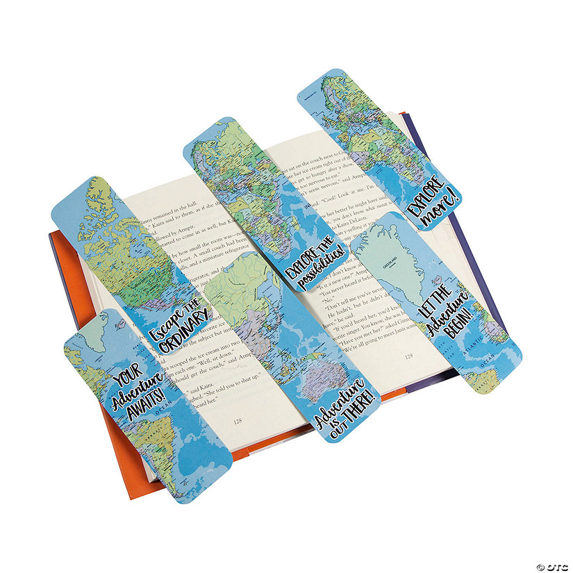 2" x 6" Bulk 48 Pc. World Map Multicolor Cardstock Bookmarks Image