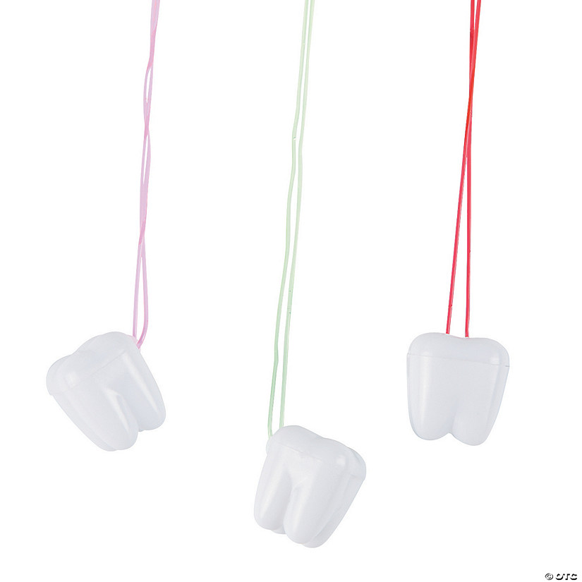 20" - 20 3/4" Bulk 144 Pc. White Plastic Tooth Saver Necklaces Image