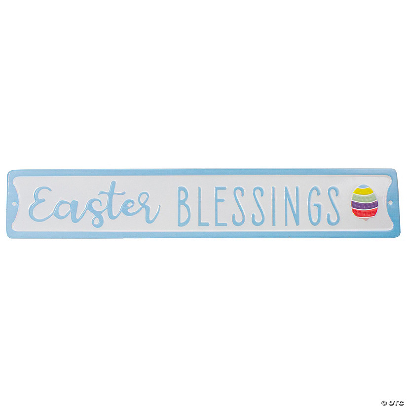 20.25" Metal "Easter Blessings" Sign with Eggs Wall Decor Image