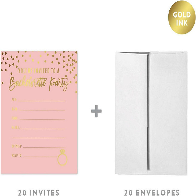 20 B.Pink/Gold Bachelorette Invitations Image