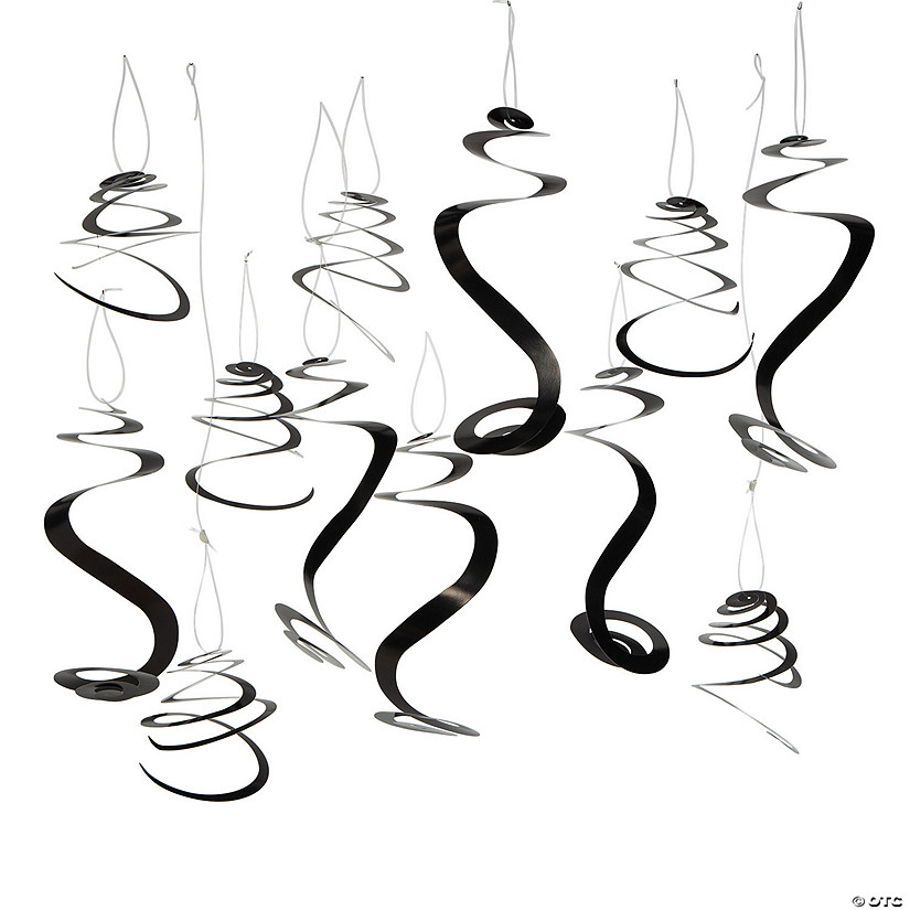 20" Black Hanging Swirl Decorations - 12 Pc. Image