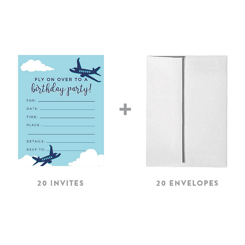 20 Blue Airplane Birthday Invitations Image