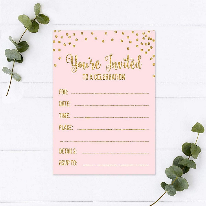 20 Blush Pink/Glitter Invitations Image
