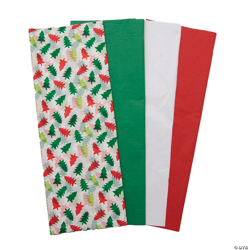 20" Bulk 50 Pc. Multicolor Christmas Trees Tissue Paper Sheets Image